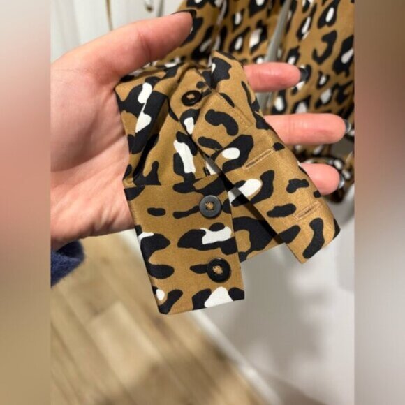 DIANE VON FURSTENBERG Shirt Womens Brown Whitman Leopard Print Silk Wrap Top - Picture 4 of 10